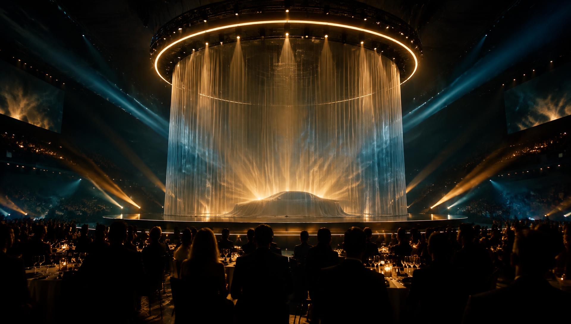 Large-scale brand event stage at night